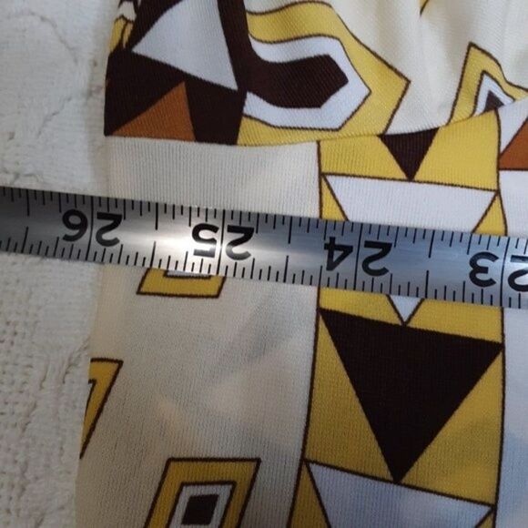 Linea By Louis Dell’Olio Yellow Brown Black Motif V-neck Blouse 2X - Picture 9 of 11